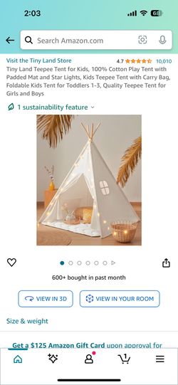 Toddler Tee Pee Tent
