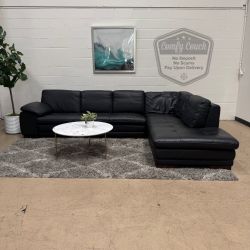 💎 Natuzzi Black Leather Sectional Sofa (Delivery Available!! )