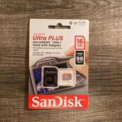 Sandisk Ultra Plus Microsdhc Uhs -I Card With Adapter 16 Gb 98 Speed $15Firm C My Page More Sandisk Products Ty