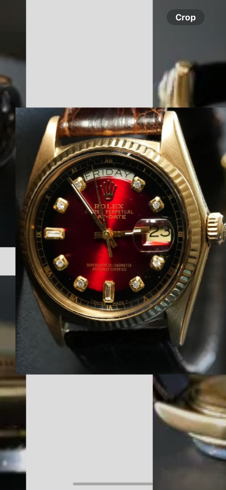 Rolex Day-Date 36MM Red "Ombré" Dial Leather Strap 1803