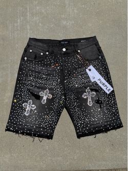 Purple Brand Rhinestone Shorts