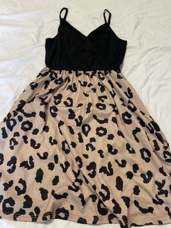 STYLEWORD V-Nec Leopard Print Patchwork Spaghetti Strap Dres