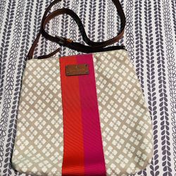 Preowned Kate Spade New York Leather Trimmed Cavas Crossbody Bag