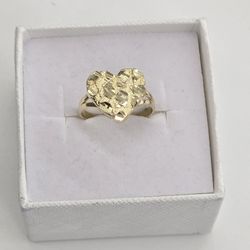 10kt Real Gold Nugget Heart Ring For Women