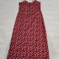 Long Modest Red Dress With Flowers
