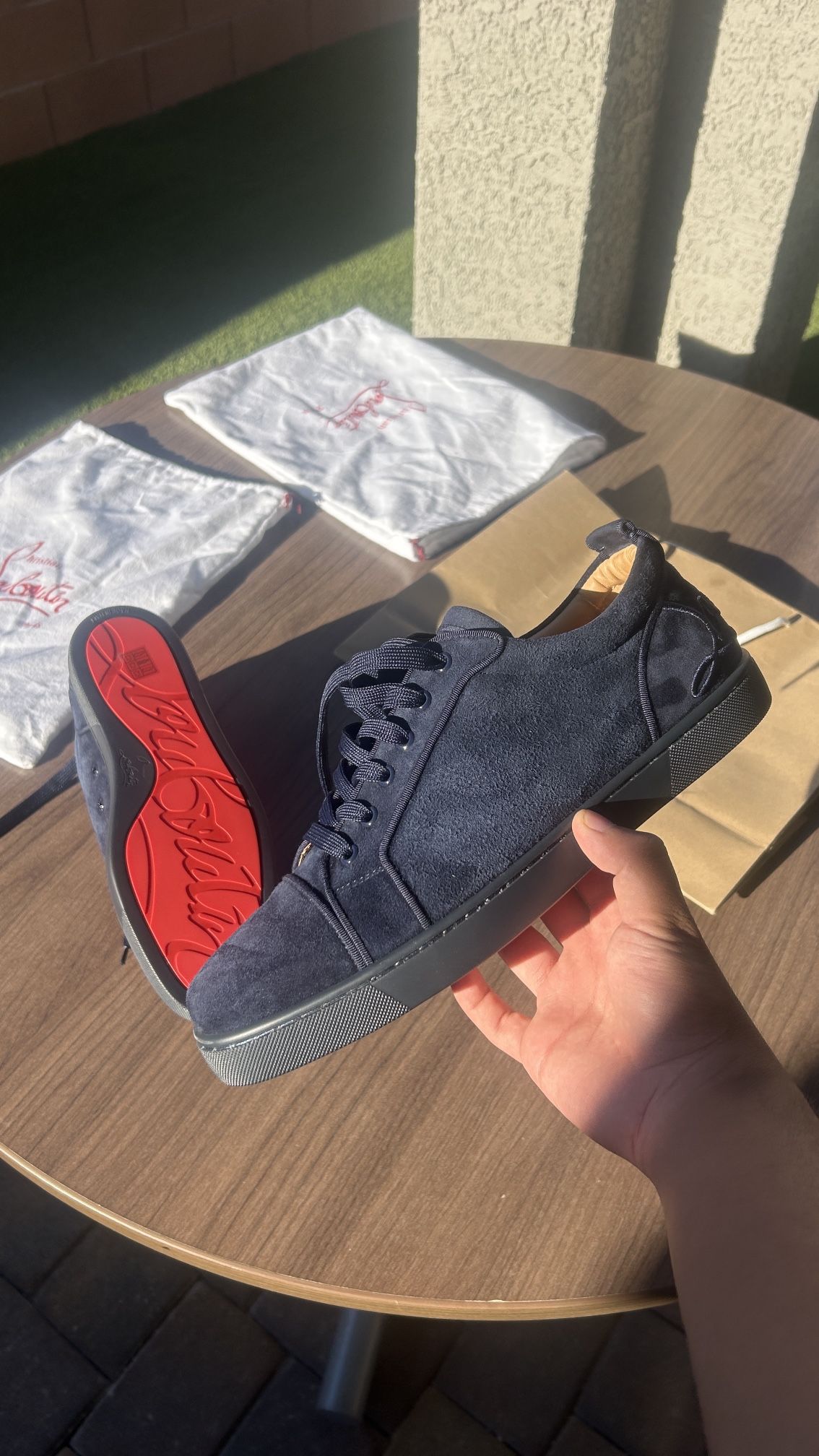 Size 44.5 Red Bottoms Navy