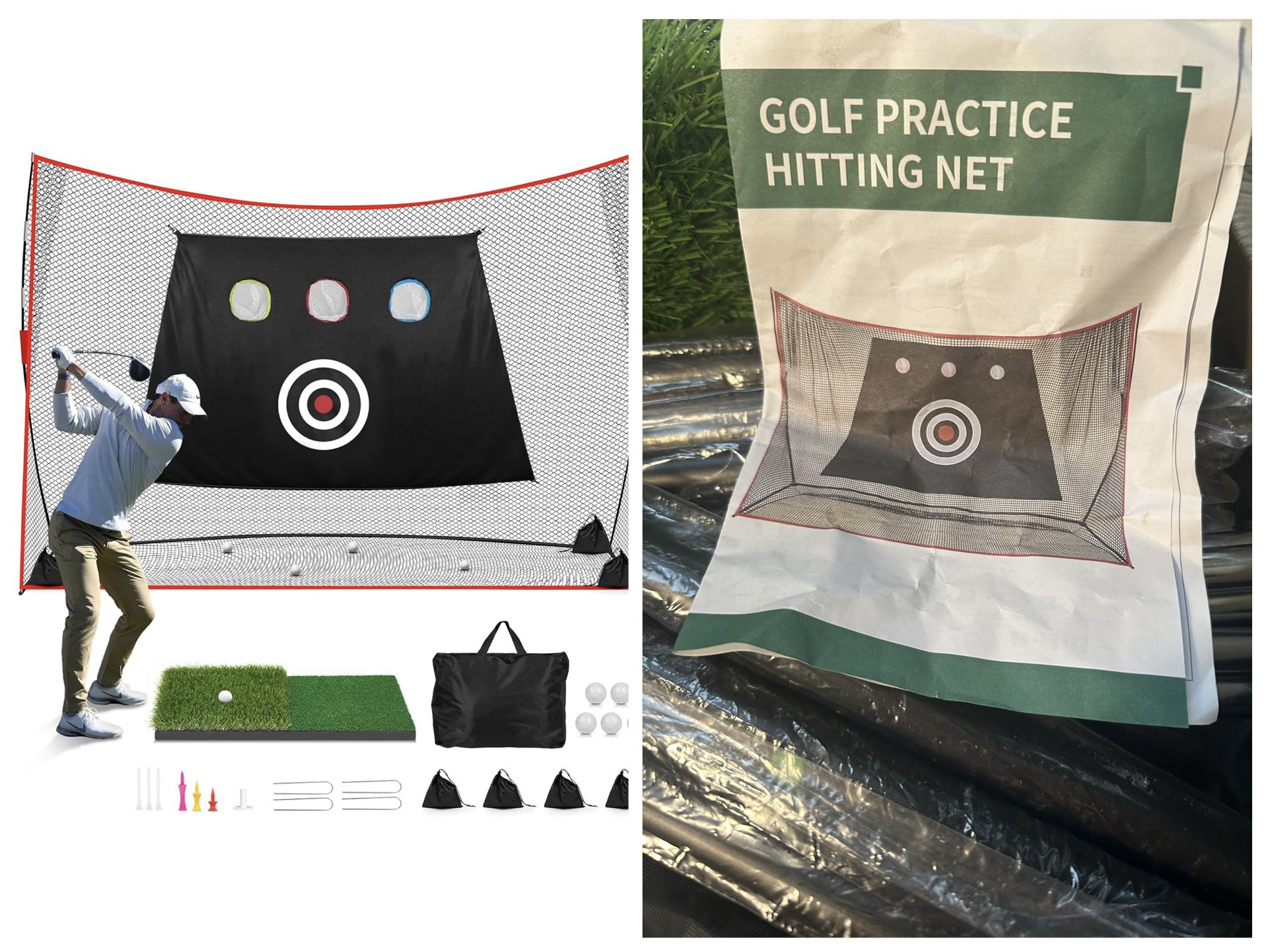 Golf Net: 10x7ft Heavy Duty Golf Practice Net for Indoor/Outdoor Training, Portable Golf Hitting Net with Carry Bag, Ideal Golf Training Aid for Golfe