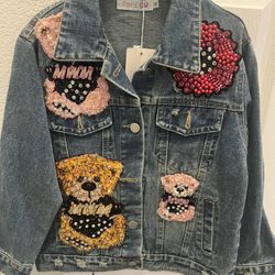 Teddy Bear Denim Jacket Kids Medium 