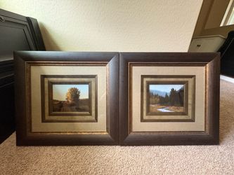 Two Framed Tree  Landscape prints, double matted