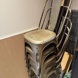 (7) Gun Metal Restoration Hardware Chairs 