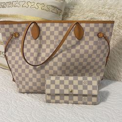 Louis Vuitton 100%Authentic Never Full Damier Azur And Damier Azur Sarah Wallet