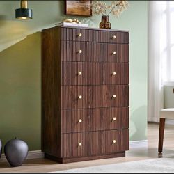 Fluted 7 Drawers Dresser for Bedroom, 48" Tall Modern Dressers & Chest of Drawers with Metal Handle,