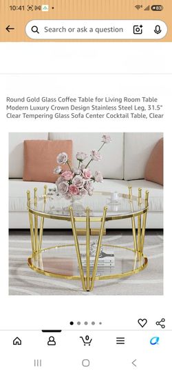 Round Gold Glass Coffee Table For Sale....