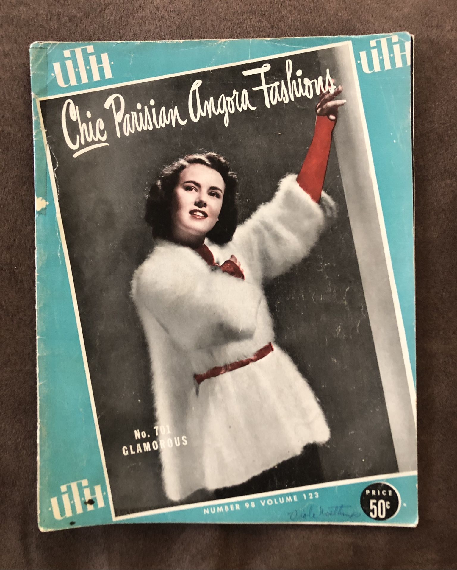 Vintage UTH Chic Parisian Angora Fashion Magazine 1949-A Few Pages Are Loose But In GC