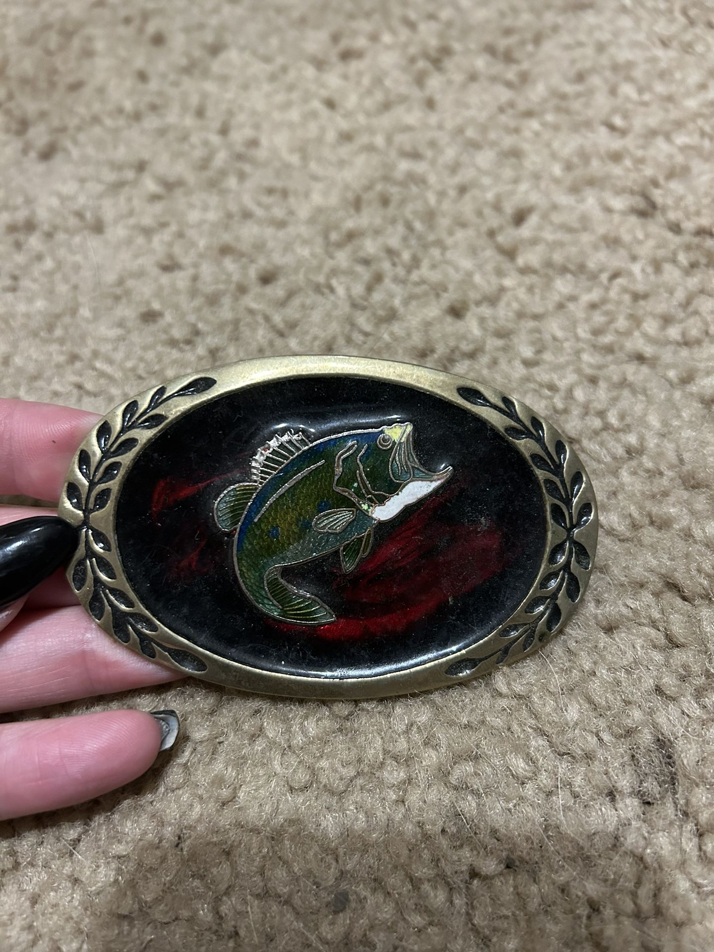 VINTAGE HERITAGE BUCKLES FISH BELT BUCKLE SOLID BRASS