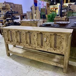 Reclaimed Carved Wood Console Table