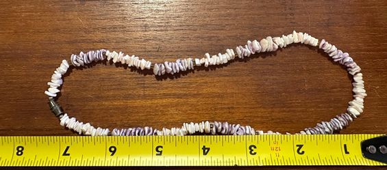 Purple and White Shell Chip Necklace