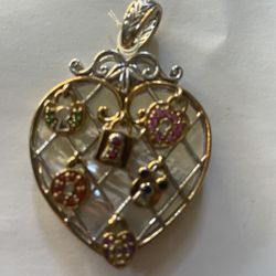 SS  & Mother Of Pearl Heart  Pendant 