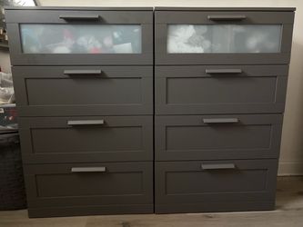 Gray 4-Drawer Dresser with Glass Top Drawer