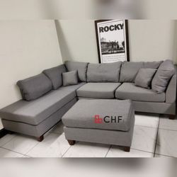 3 pc living room sectional sofa with ottoman 