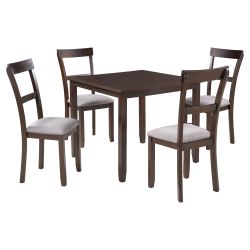 TREXM 5 Piece Espresso Dining Set: Industrial wooden table & 4 thick-pad chairs, durable MDF build, for stylish dining rooms