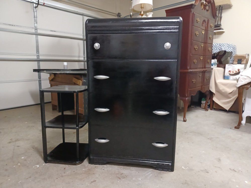 Antique Black Chest Of Drawers