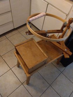 Vintage Premium Wooden Quilting Hoop W/ Floor Stand