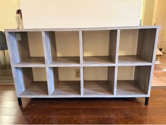 Grey Wooden 8 Cube Organizer with Black Metal Legs
