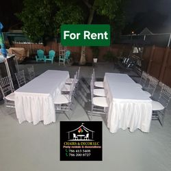 Sillas y mesas para fiestas y cumpleaños