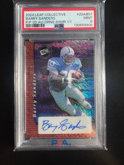 2024 leaf Auto 1/1 orange shimmer PSA 9 Barry sanders