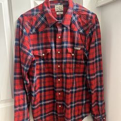 VINTAGE Lucky Brand Men’s Shirt Plaid Red Size M