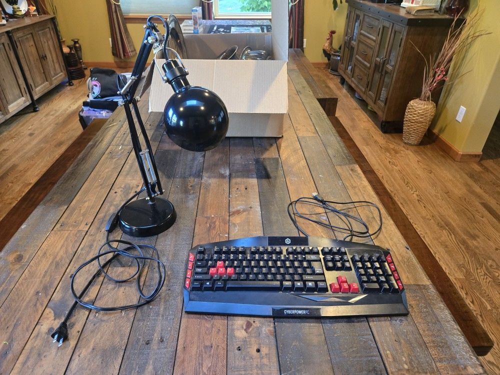 Cyberpower PC gaming Multimedia Keyboard Tactile Membrane AND Ikea Forsa Desk Lamp