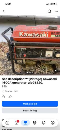 See description***(Vintage) Kawasaki 1600A generator, zip95820.