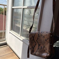 Brown snake print crossbody bag