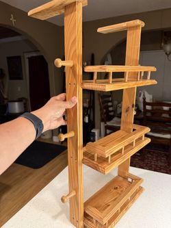 Vintage Wooden Hanging Storage Rack Wall Shelf Farmhouse Primitive Organizer