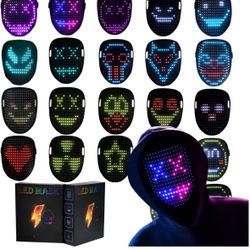LED Mask with Gesture Sensing Transforming for Halloween Costume Cosplay Party Masquerade 