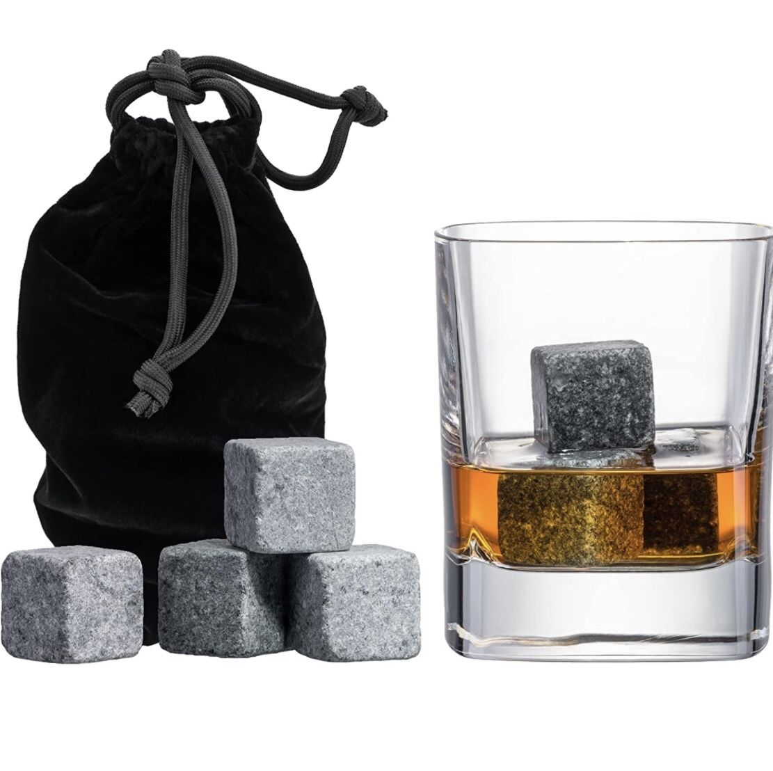 Set of 9 Grey Beverage Chilling Stones [Chill Rocks] Whiskey Stones for Whiskey and Other Beverages 