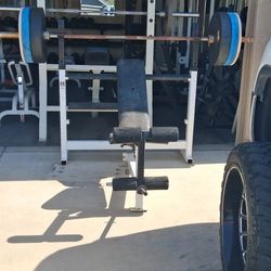 Tuff Stuff Olympic Beach  Incline  / Decline   /  Flat  / Leg Extension / Plus .. 245 Lbs Bumber PLATES  2- 55s  2- 35s  2- 10s   1 - BAR/ $200 / OBO