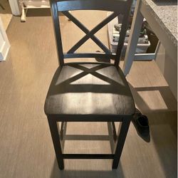 2 Black Wooden Bar Stools 