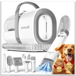 Dog Grooming Vacuum Kit with Clippers Nail Grinder Deshedding Brush 7 Tools