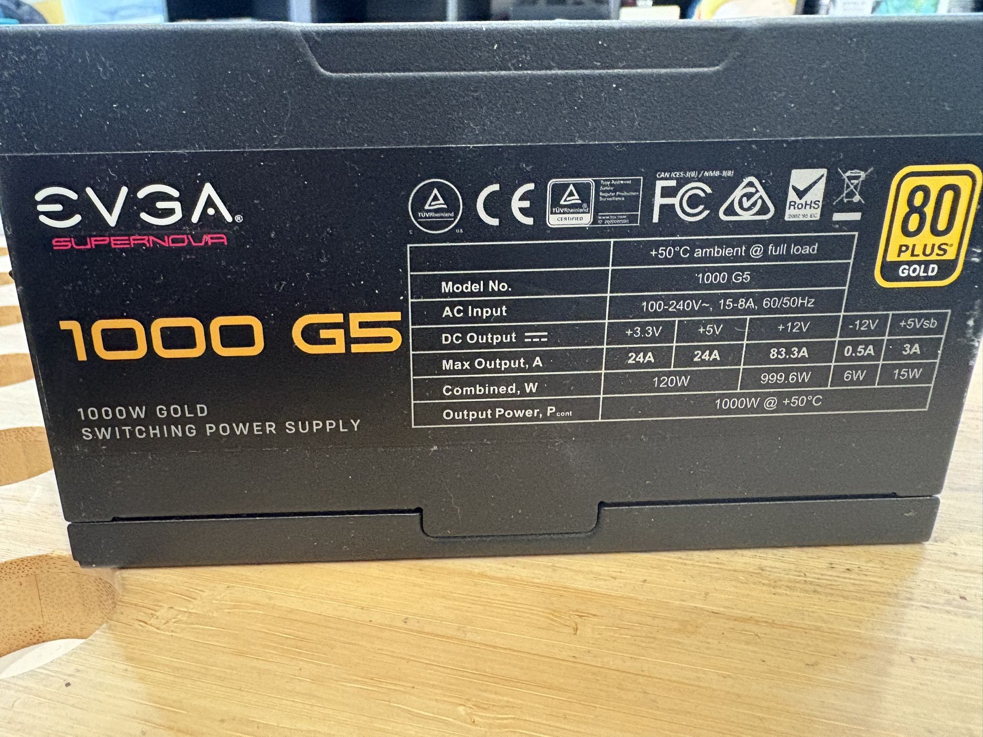 Evga 1000 G5, 80 Plus Gold 1000W
