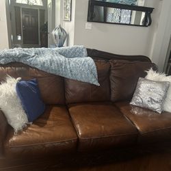 Genuine Leather Chocolate Love Seat and Sofa