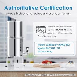 Waterdrop Gravity-fed Water Filter System, 2.25G Stainless-Steel System with 4 Filters, Metal Water Level Spigot and Stand, NSF/ANSI 42&372 Standard, 