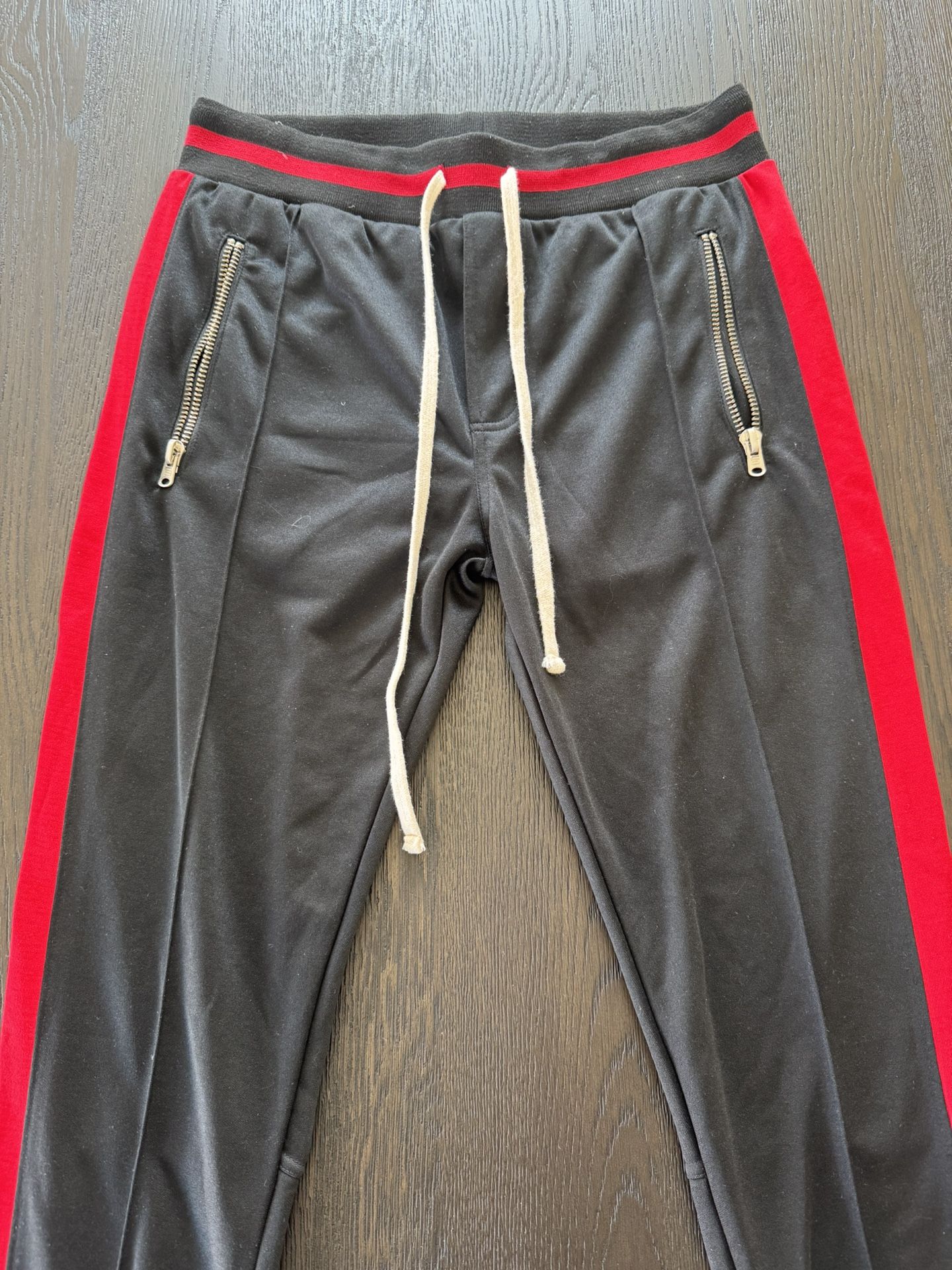 MNML LA Sweatpants Joggers With Zipper Track Pants Like New Black Red Zipper Pockets