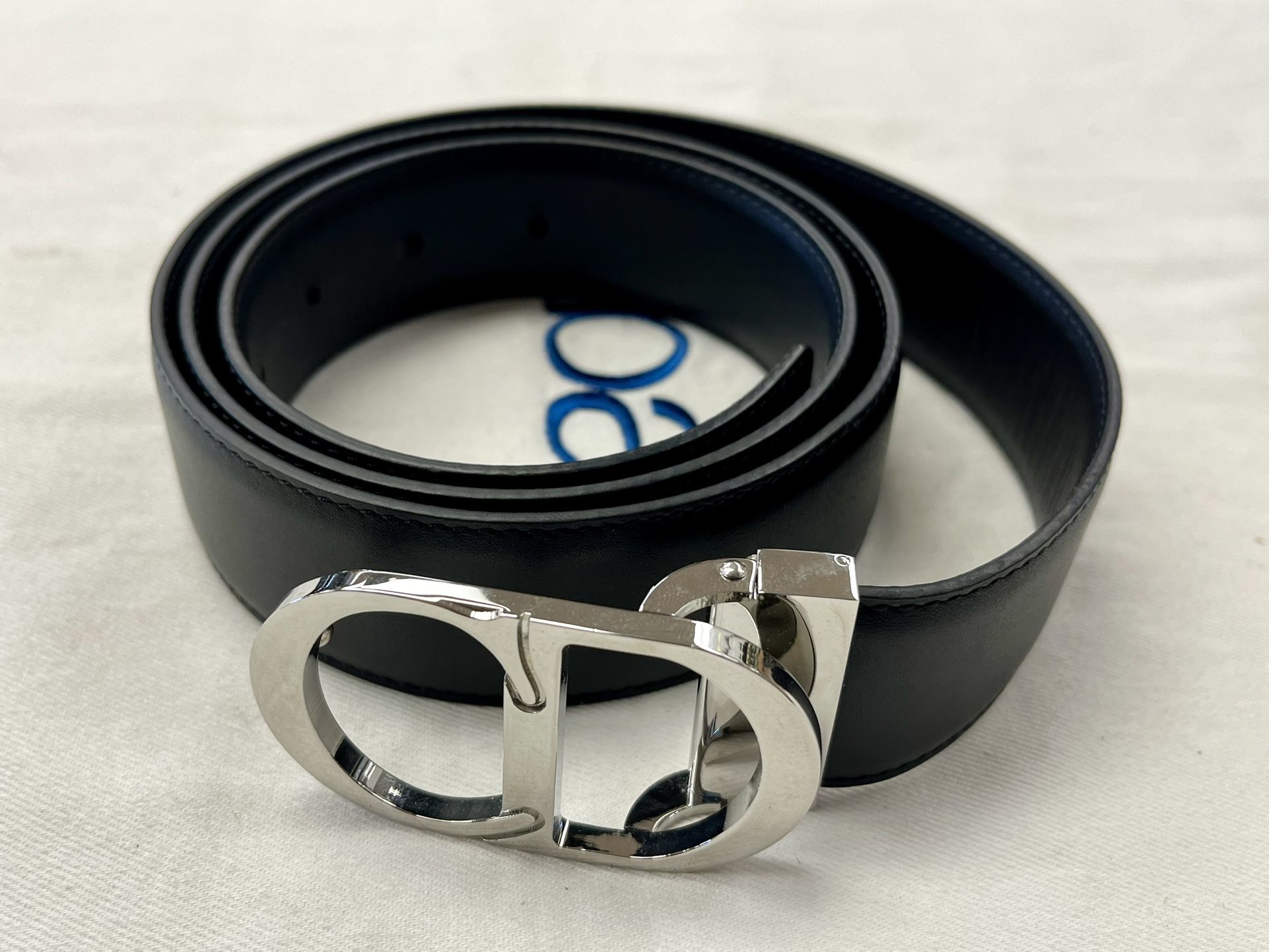 Like Dior Homme Mens Belt Leather CD Logo Buckle Belt Authentic Black Size 45 in