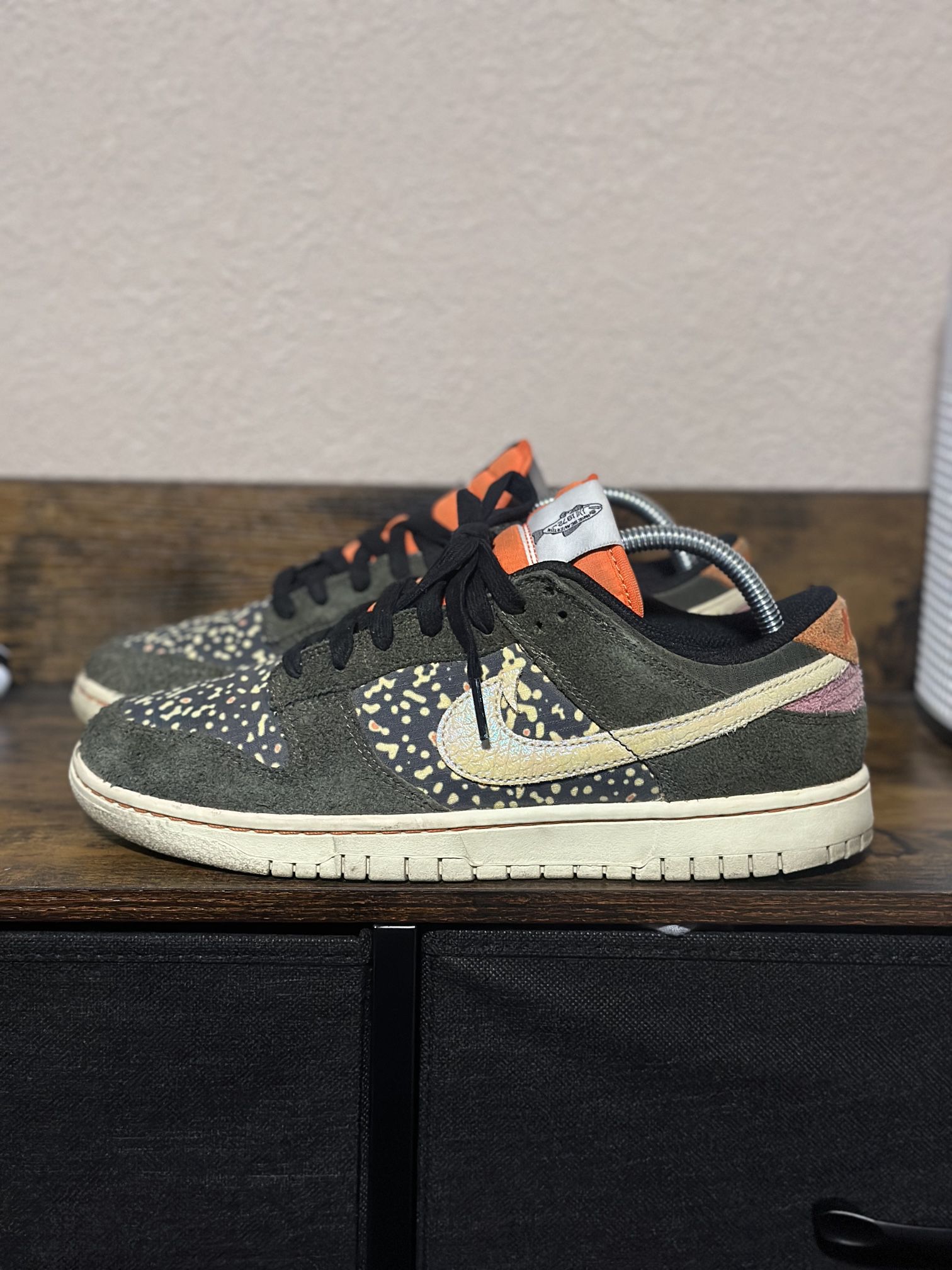 Size 8.5 Nike dunk low gone fishing rainbow trout 