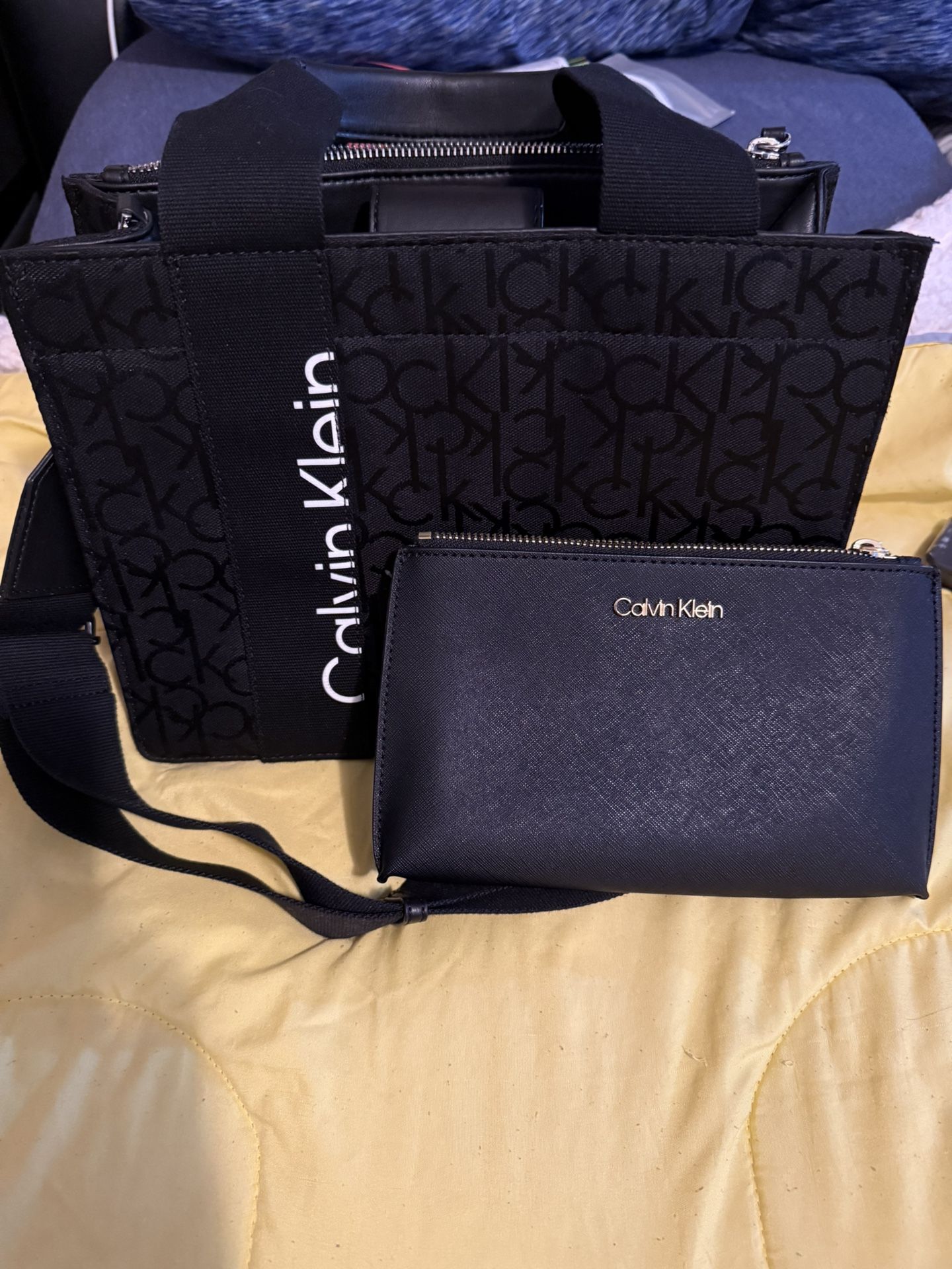 calvin klein purse + wristlet