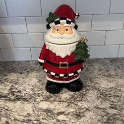 Santa Cookie Jar Checkered