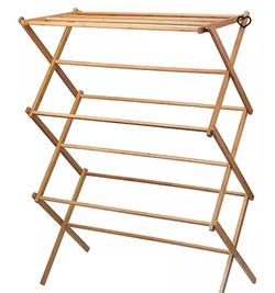 Bamboo Wooden Clothes Drying Rack – Collapsible & Space-Saving $45