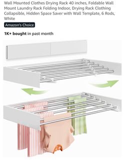 Wall Mounted Foldable Clothes Drying Rack, White